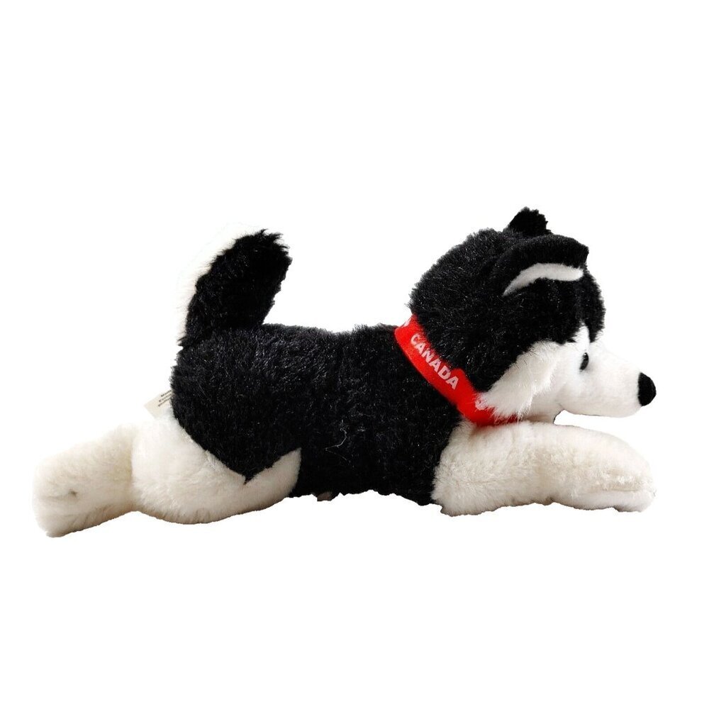 Stuffed Animal House Canadian Husky Lying Down 8" Soft Plush Toy  Puppy Dog